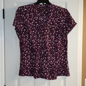 Dana Buchman purple cheetah cap sleeve shirt sz xl